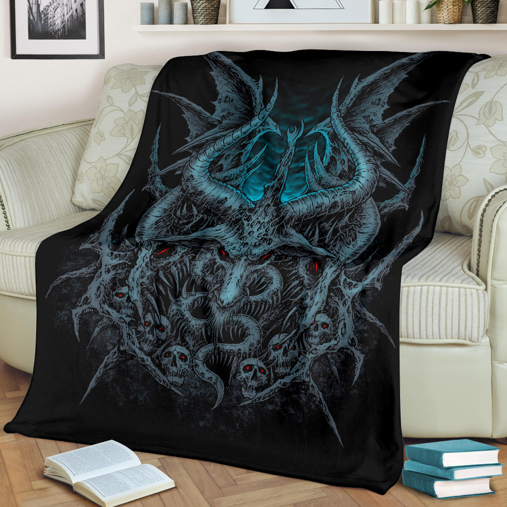 Skull Satanic Goat Wing Blanket Color Version