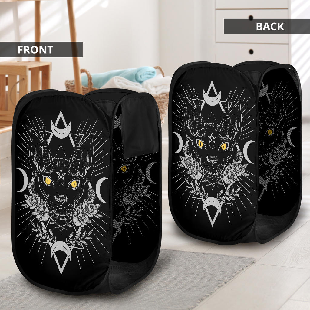 Gothic Occult Black Cat Unique Sphinx Style Hamper Eye Color No Eye Drip Version