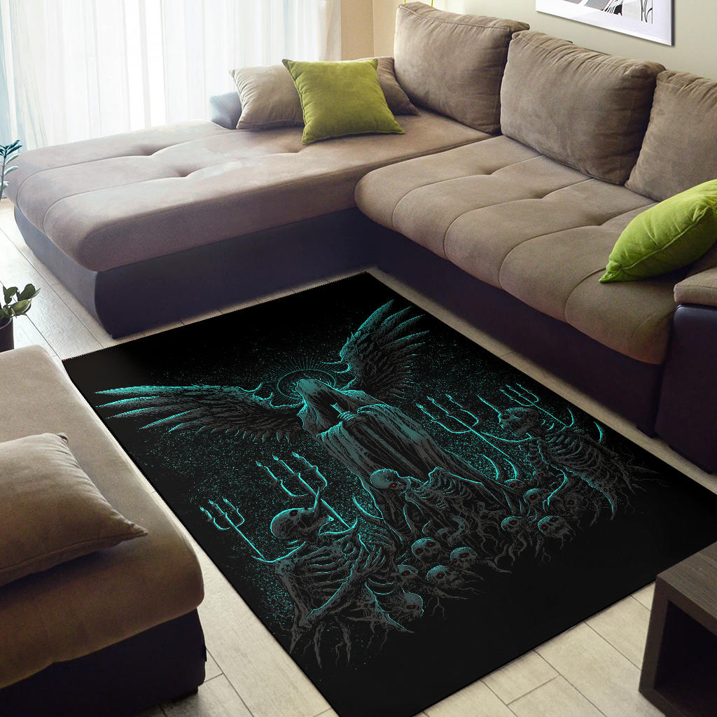 Skull Skeleton Gothic Hooded Wing Demon Sword Area Rug Awesome New Color