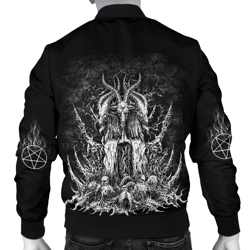 Skull Satanic Goat Satanic Pentagram Smoke Flame Jacket