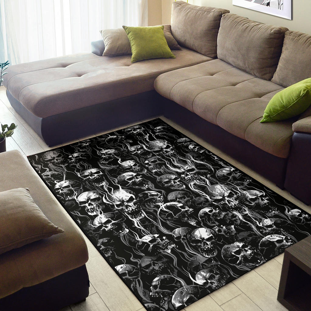 New Skull Smoke Style! Area Rug New Black And White Texture