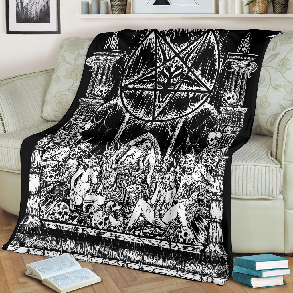 Skull Satanic Pentagram Demon Lust Shrine Blanket