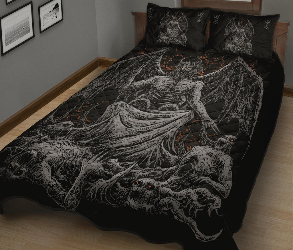 Skull Satanic Demon God Quilt 3 Piece Set Dark Version