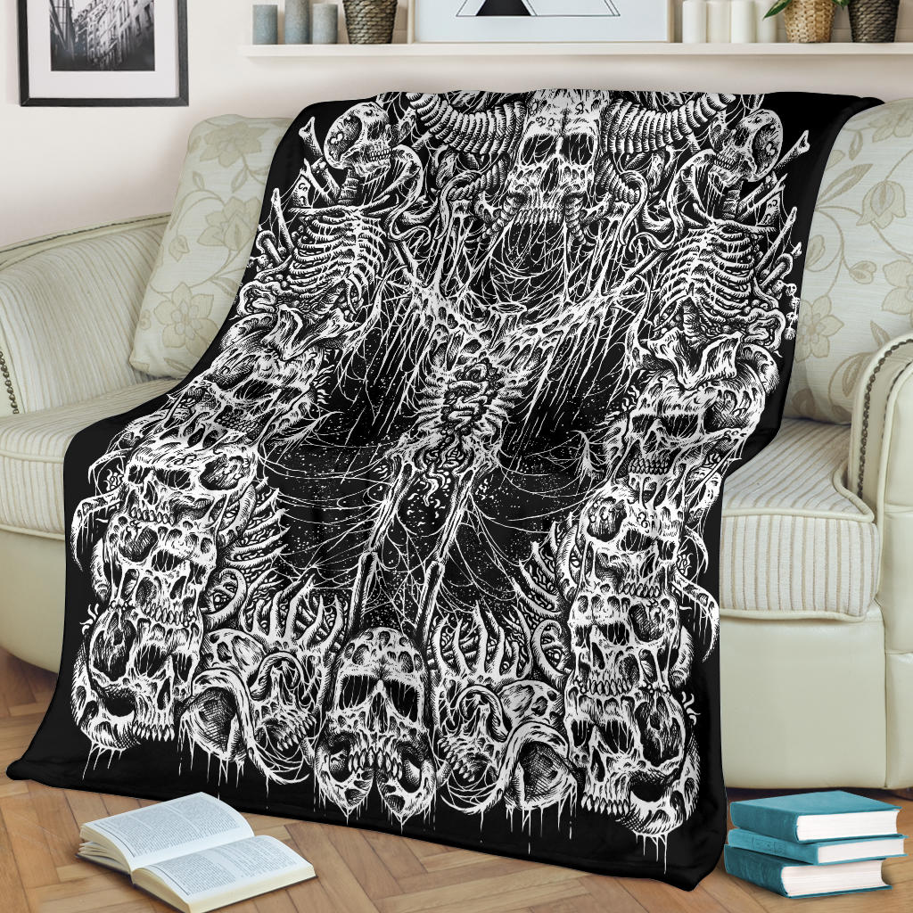 Skull Demon Horn With Headless Skeleton Blanket