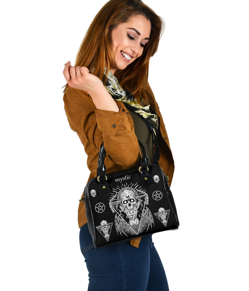 Skull Pentagram Gothic Cat Occult mystic Hand bag