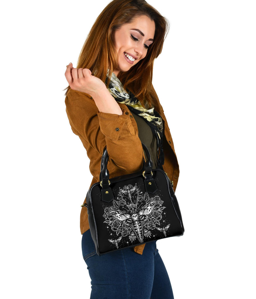 Skull Moth Secret Society Occult Style Shoulder Handbag
