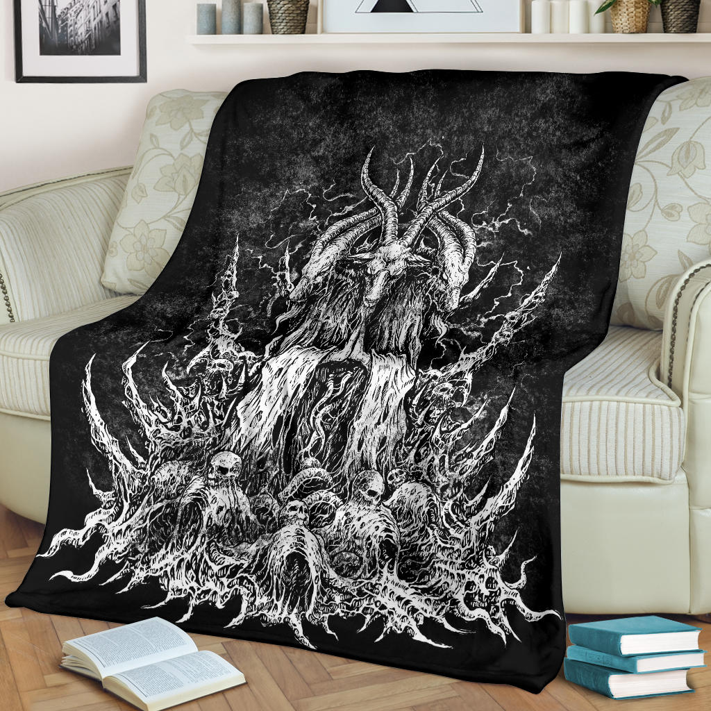 Skull Satanic Goat Blanket White Version