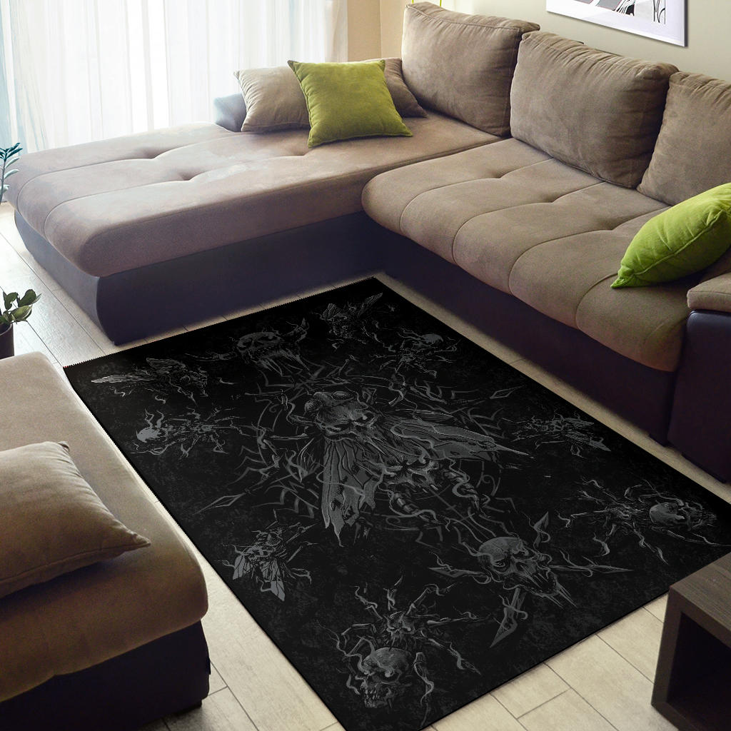 Skull Goth Evil Spider Fly Area Rug Dark Version