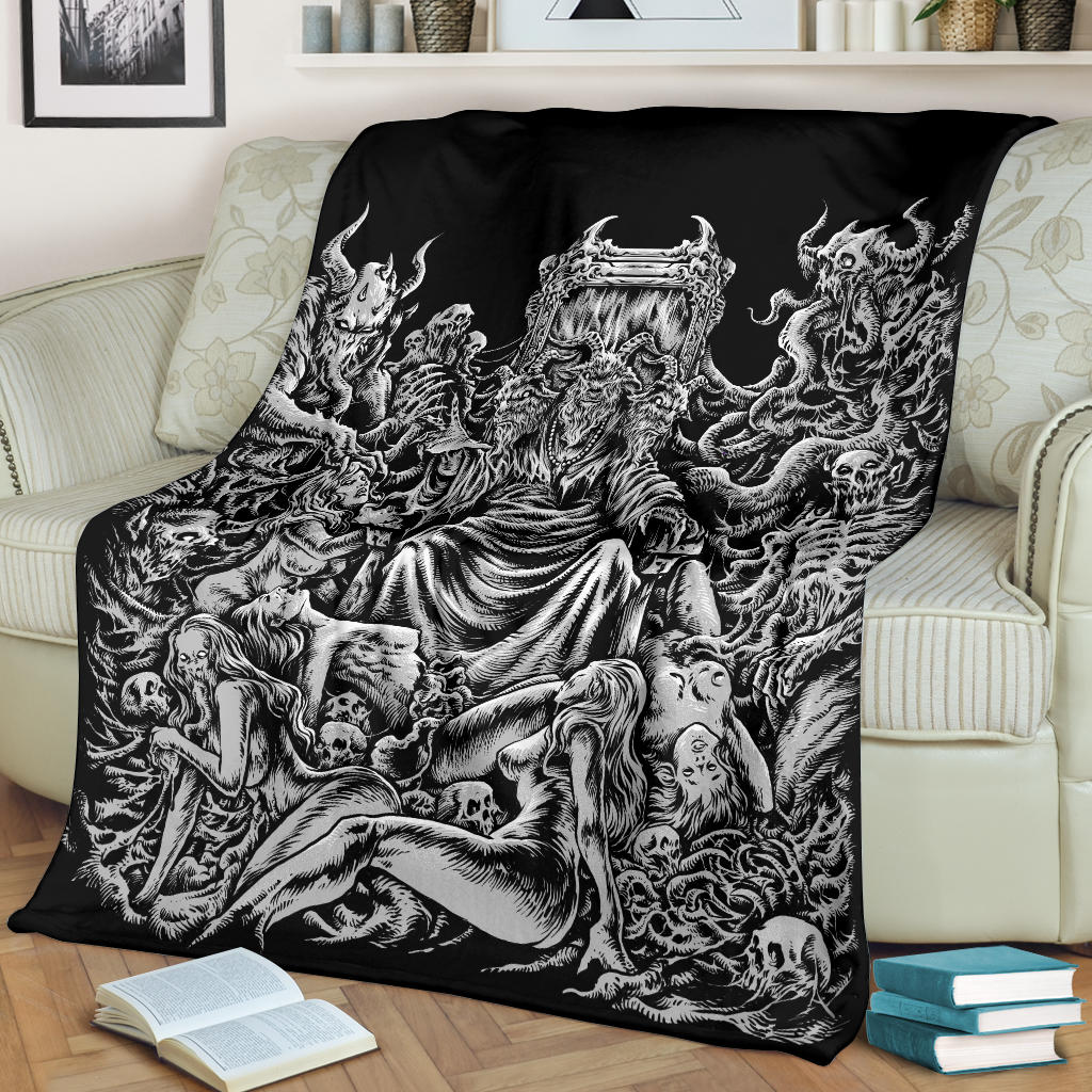 Skull Demon Baphomet Throne Blanket