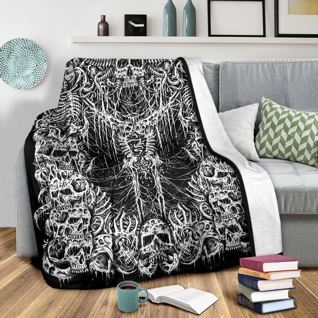 Skull Demon Horn With Headless Skeleton Blanket