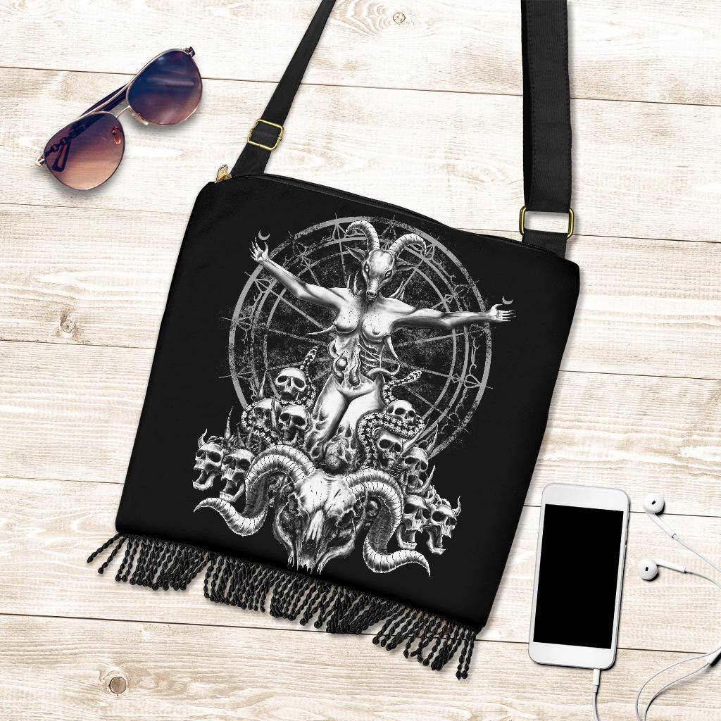 Satanic Skull Demon Goat Woman Shoulder Purse Bag