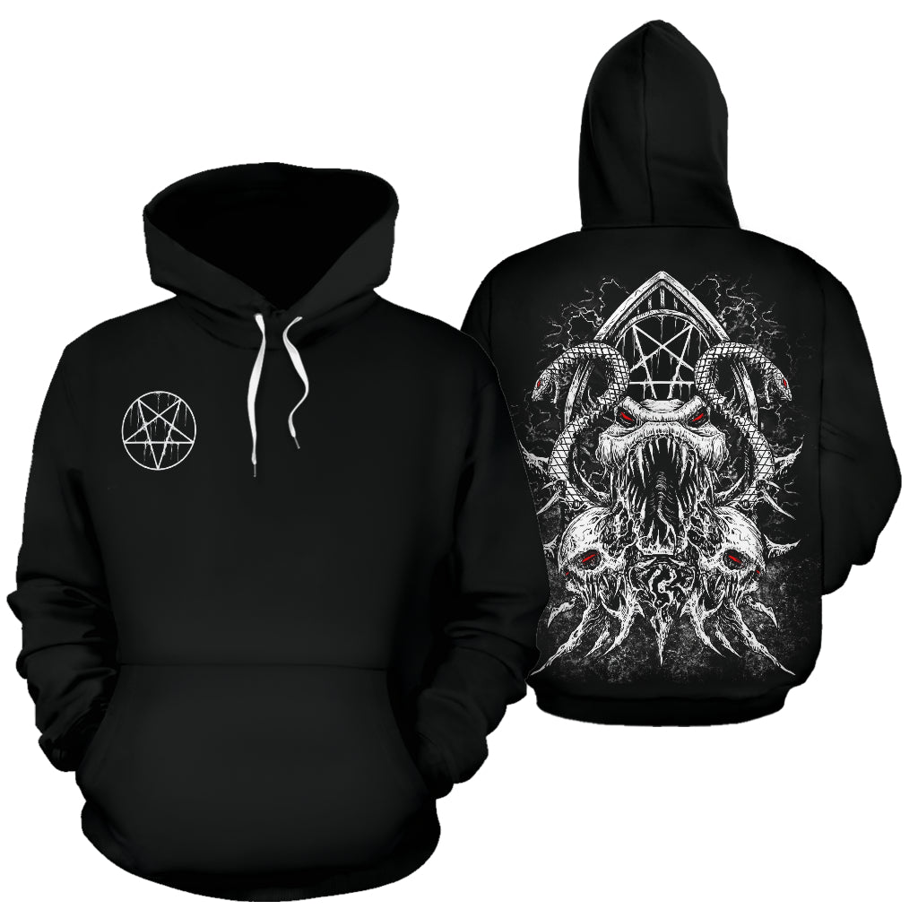 Skull Satanic Pentagram Serpent Shrine Hoodie