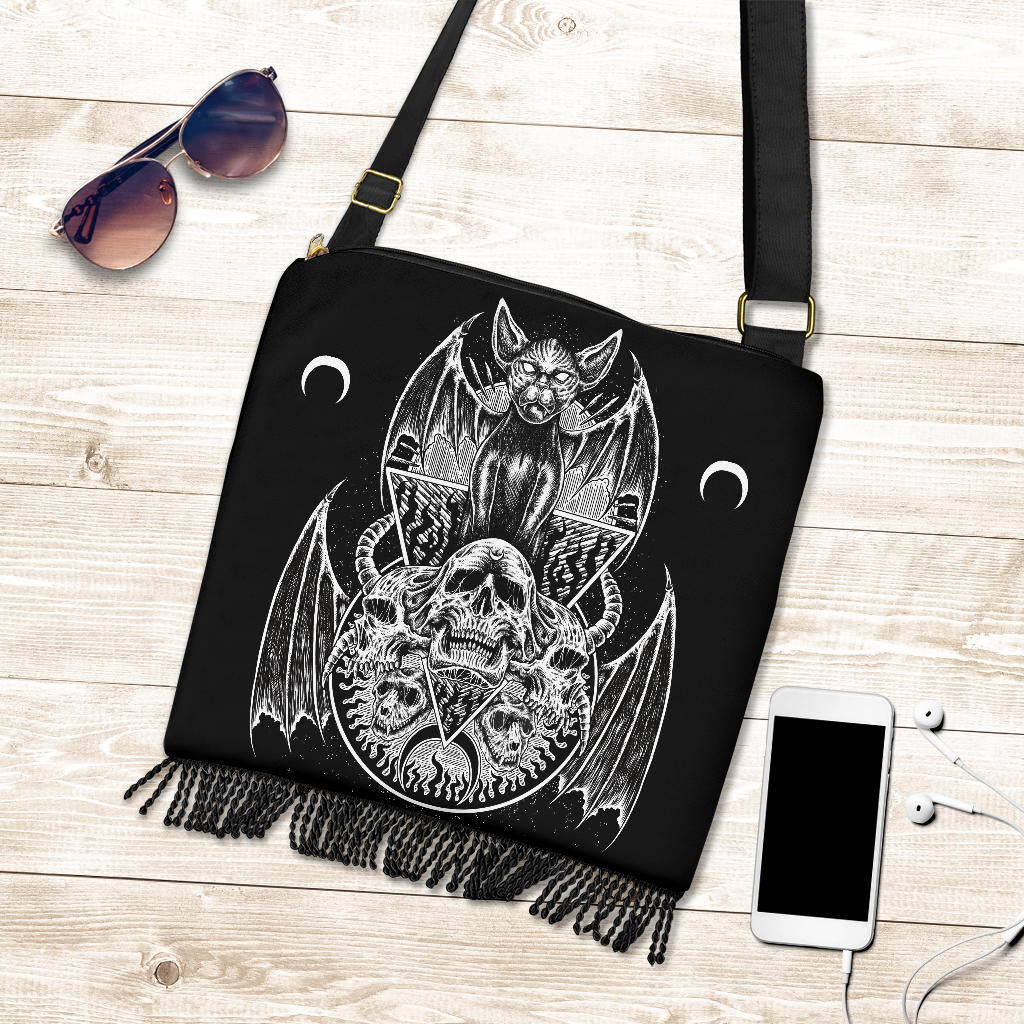 Skull Gothic Bat Wing Demon Cat Shoulder Bag Purse