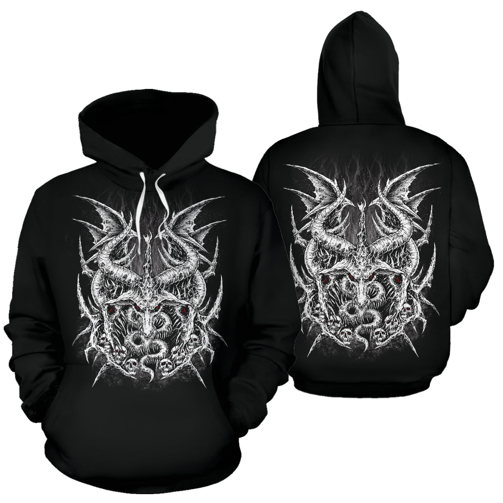 Skull Bat Wing Demon Goat Smoke Flame Hoodie