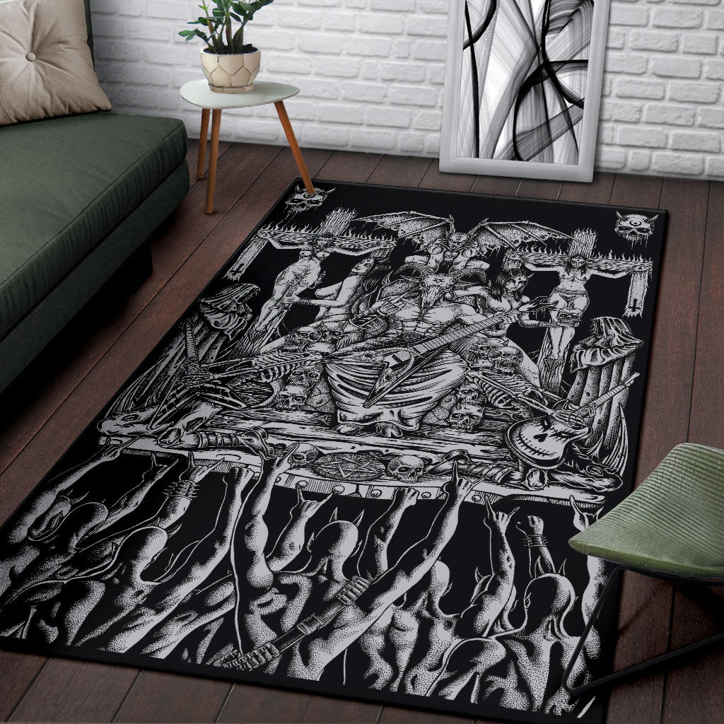 We Are Proud To Unleash The Only Real Ultimate Metalhead Area Rug In The World Black And White