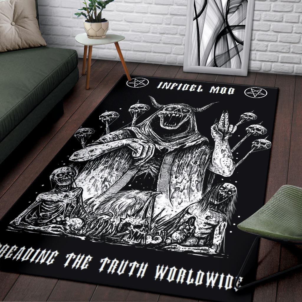 Satanic Skull Demon God Impaled Skulls Area Rug – blended extreme