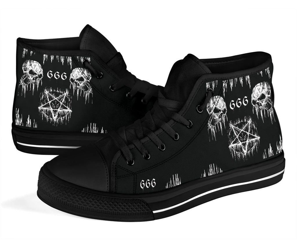 Skull Satanic Pentagram Drip High Tops New Large Skull 666 Version Express shipping Version delivered 8 to 12 days