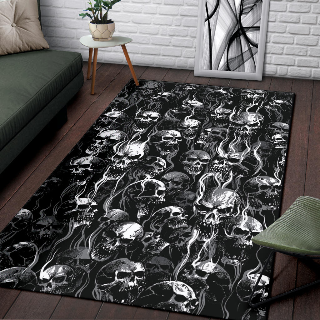 New Skull Smoke Style! Area Rug New Black And White Texture