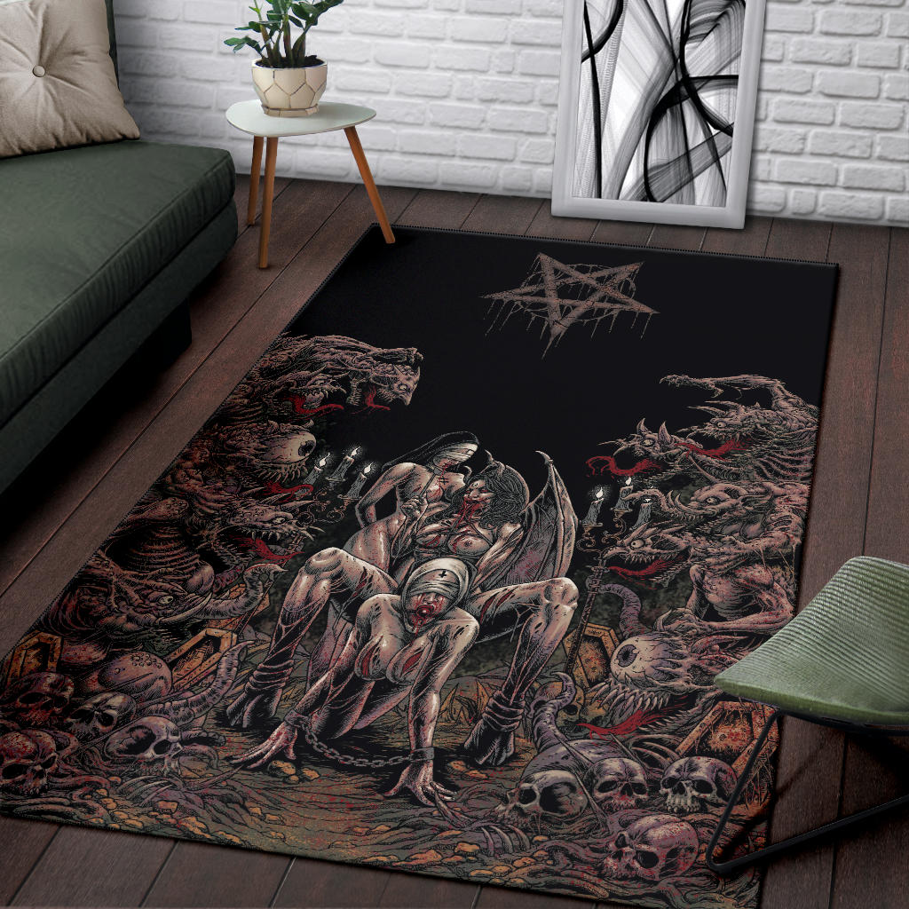 New! Erotic Possession Demon Attack! Area Rug Original Colors Pentagram Version