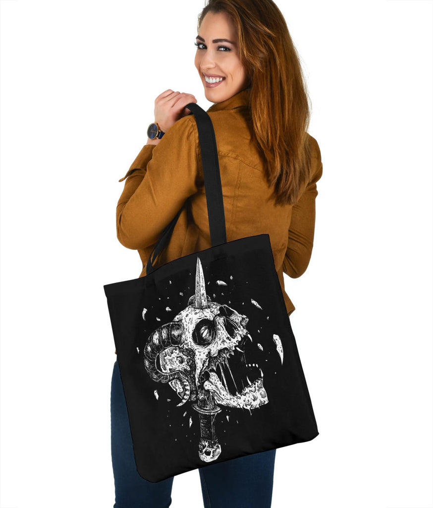 Demon Exploding Skull Dagger Large Tote Bag