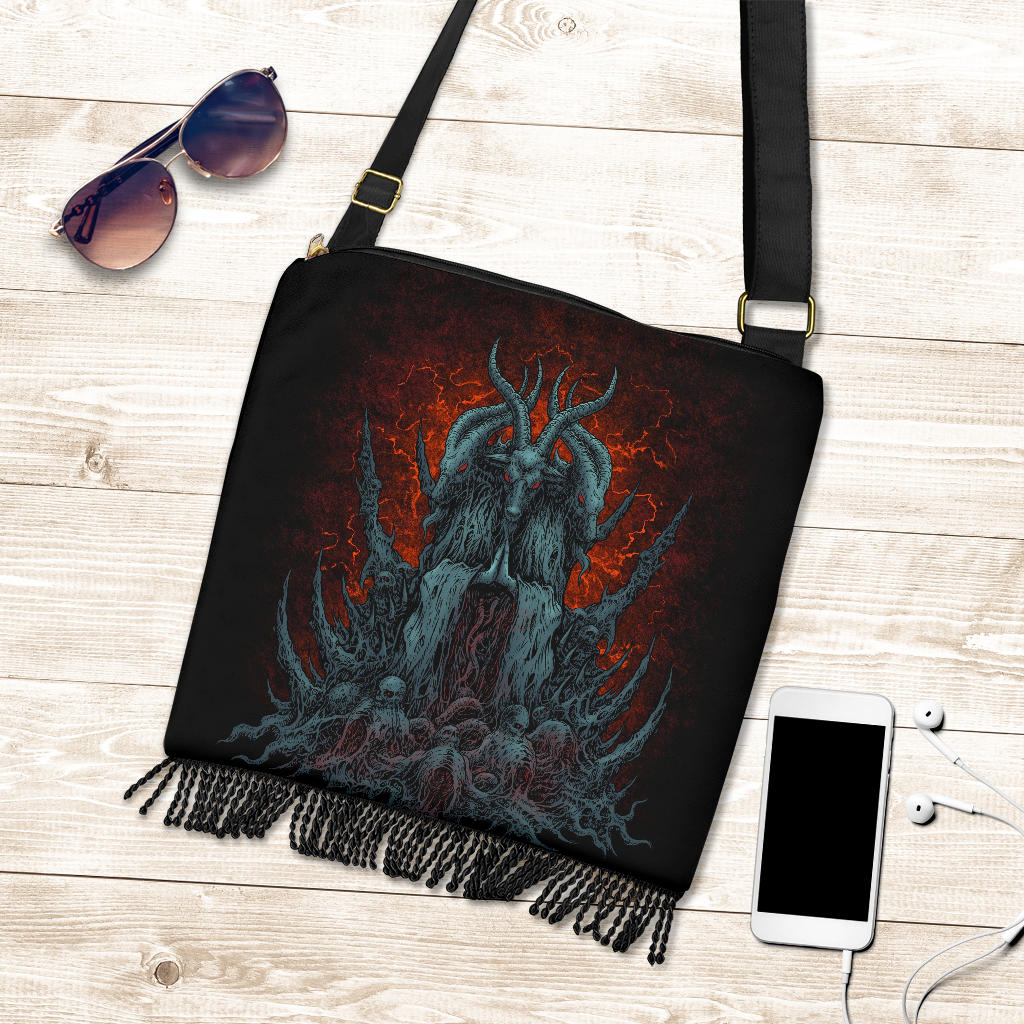 Skull Satanic Goat Shoulder Bag Purse Color Version