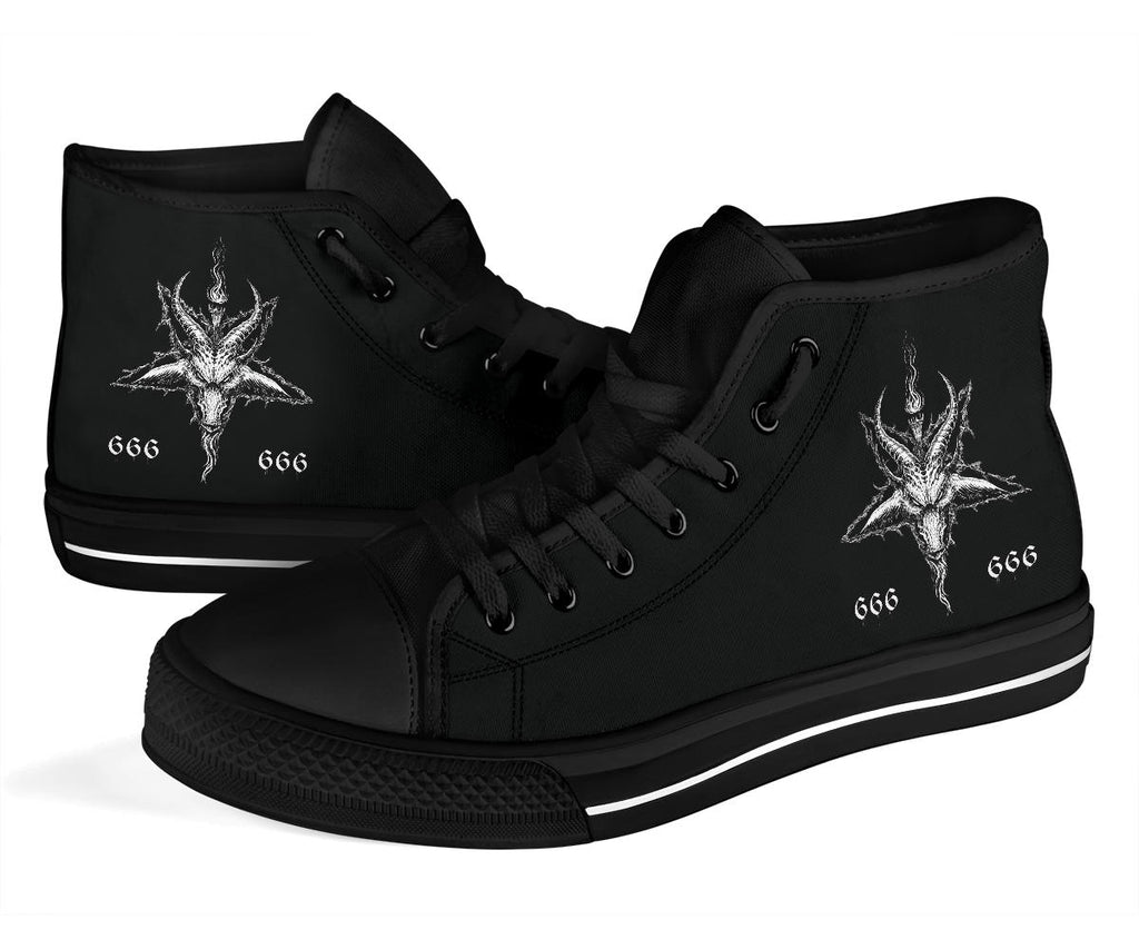 Satanic Pentagram Baphomet Demon Goat 666 High Tops With Box