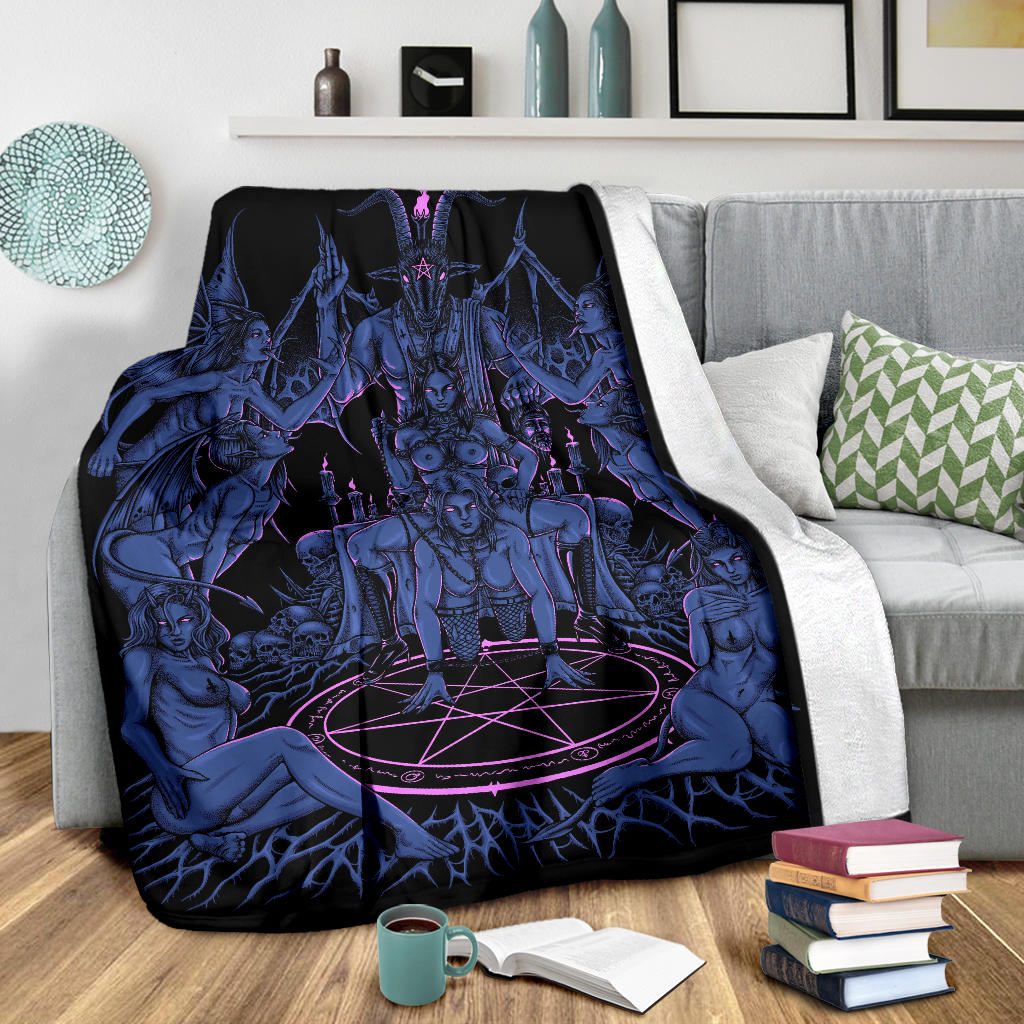 Skull Satanic Pentagram Bat wing Demon Baphomet Savior Head Flesh Party Blanket Sexy Blue Pink Express Shipping Version