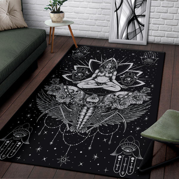 Skull Occult Cyclops Moth Crow Sword Area Rug – blended extreme