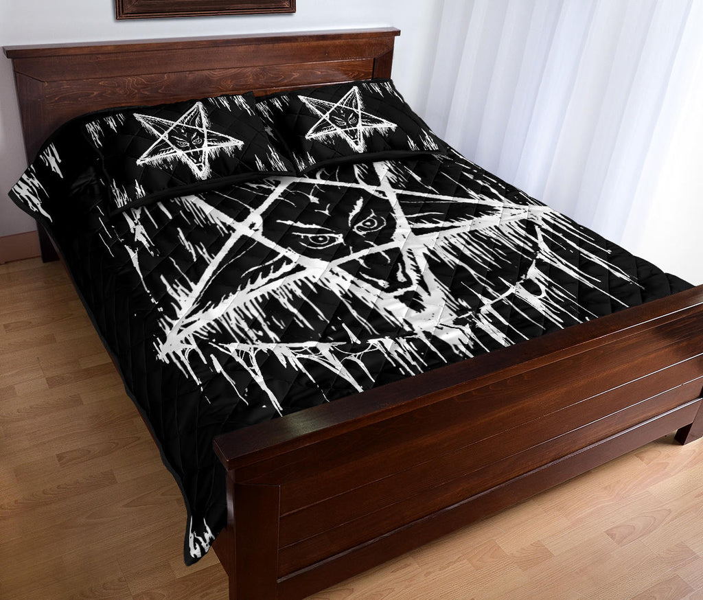 Satanic Pentagram Drip Quilt Large Print 3 piece Bed Set