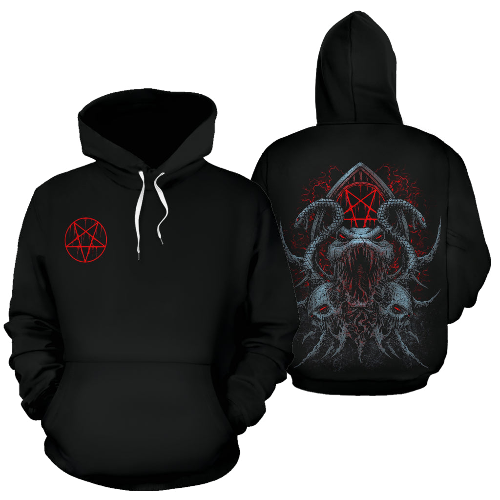 Skull Satanic Pentagram Serpent Demon Hoodie Color Version