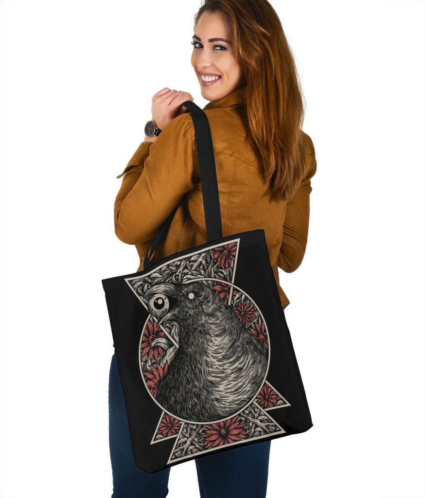 Gothic Crow Eye Large Tote Bag Color Version