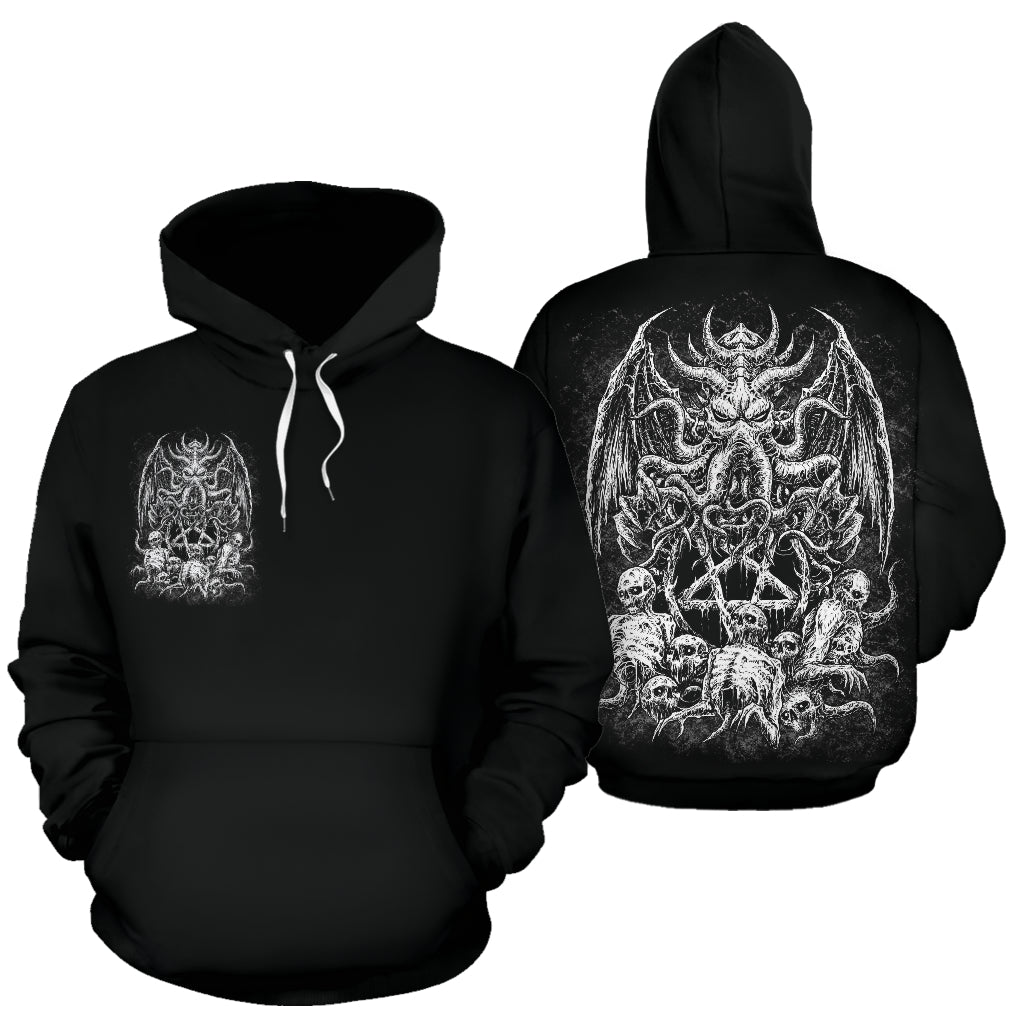 Skull Skeleton Satanic Pentagram Demon Octopus Hoodie