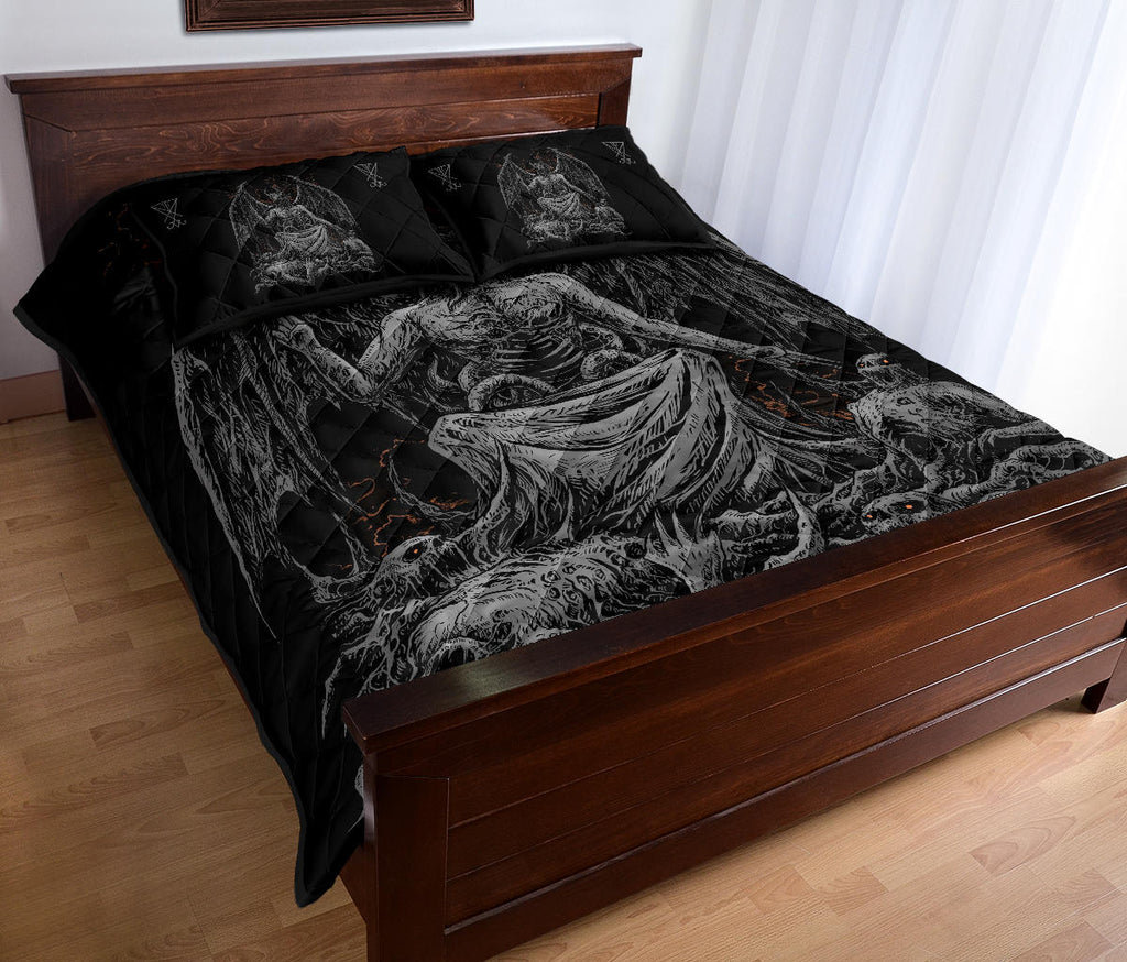 Skull Satanic Demon God Quilt 3 Piece Set Dark Version