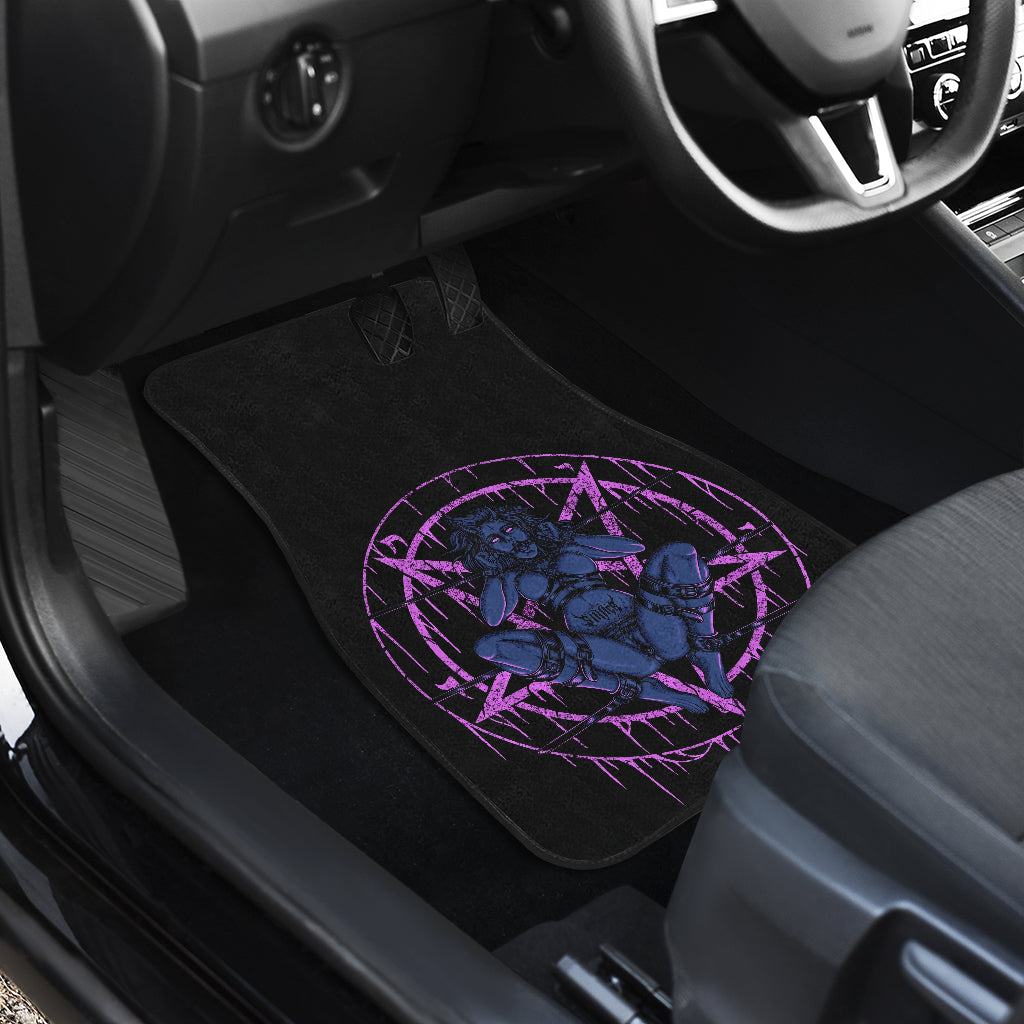Satanic Pentagram Demon Chained To Sin And Lovin It Car Floor Mats Erotic Blue Pink Set Of 2