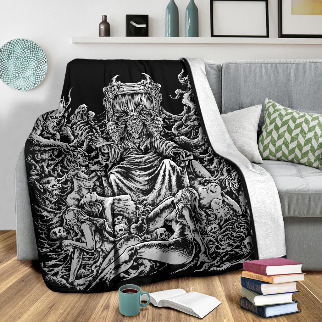 Skull Demon Baphomet Throne Blanket