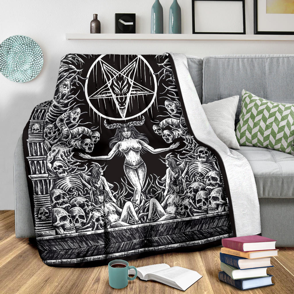 Skull Satanic Pentagram Demon Shrine Blanket