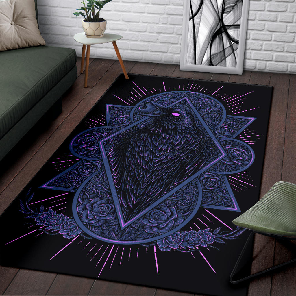 New! Goth Occult Crow Eye Part 2 Area Rug Blue Pink