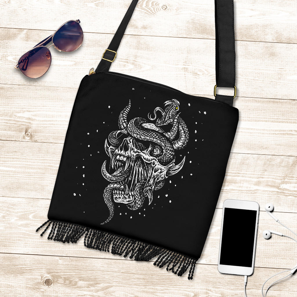 Skull Serpent Glowing Eyes Shoulder Bag Purse