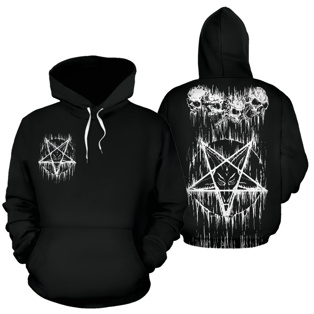 Skull Satanic Pentagram Drip Hoodie