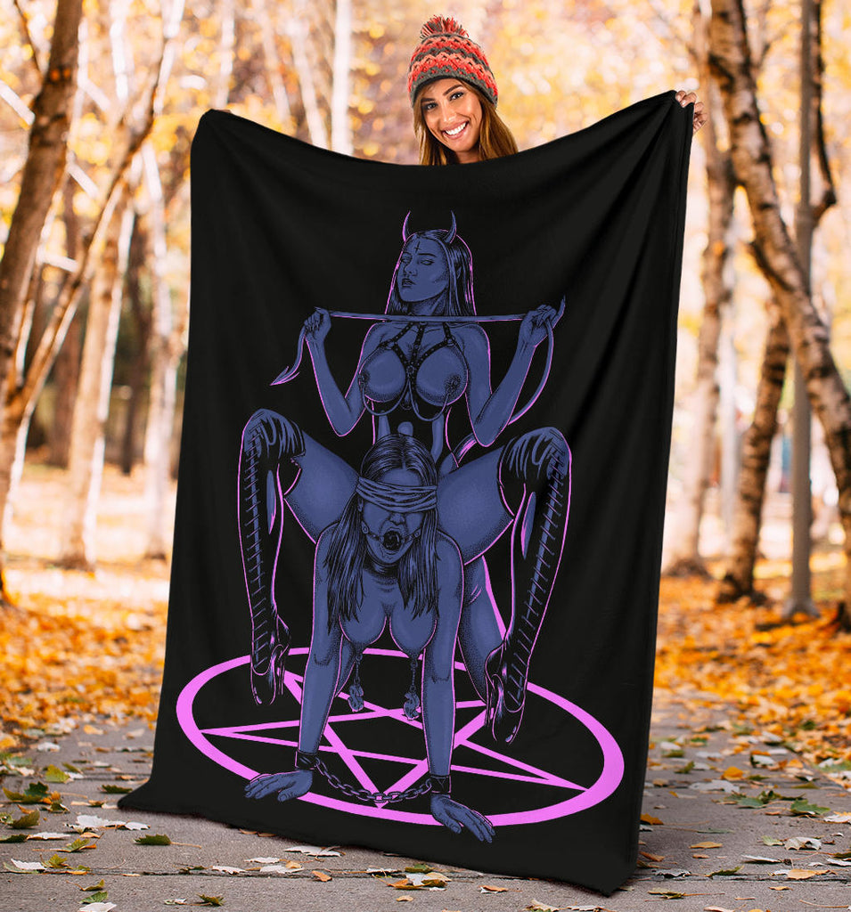 Satanic Pentagram Satanic Cross Demon Erotic Blanket Wild Sexy Blue Pink