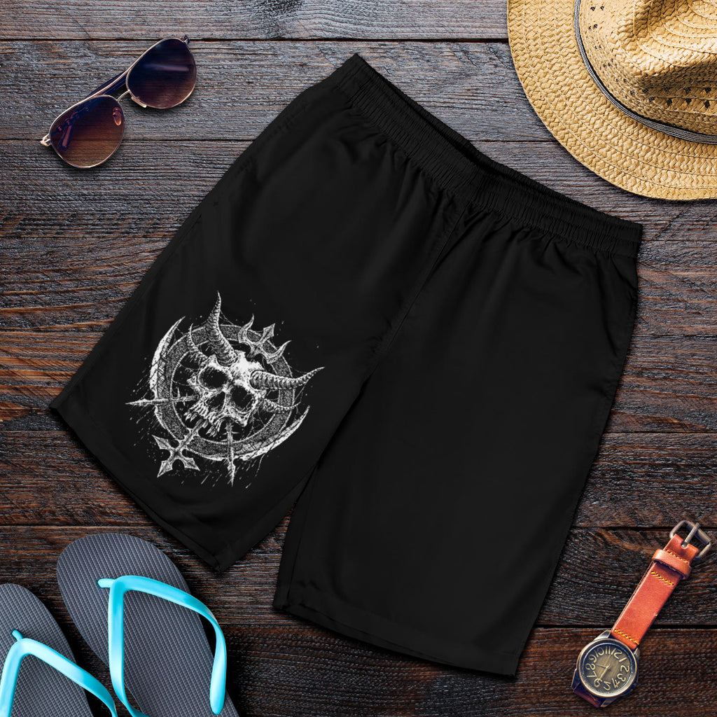 Skull Demon Inverted Cross Dagger Men's Shorts