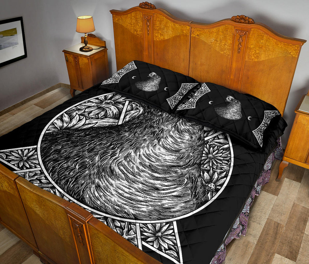 Gothic Quilt Black Crow Eye 3 Piece Bed Set