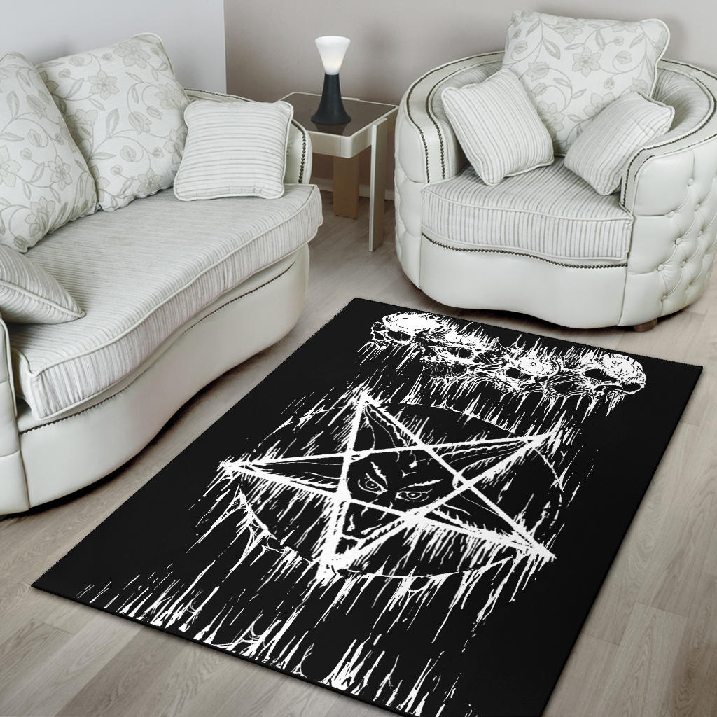 Satanic Skull Melting Inverted Pentagram Area Rug