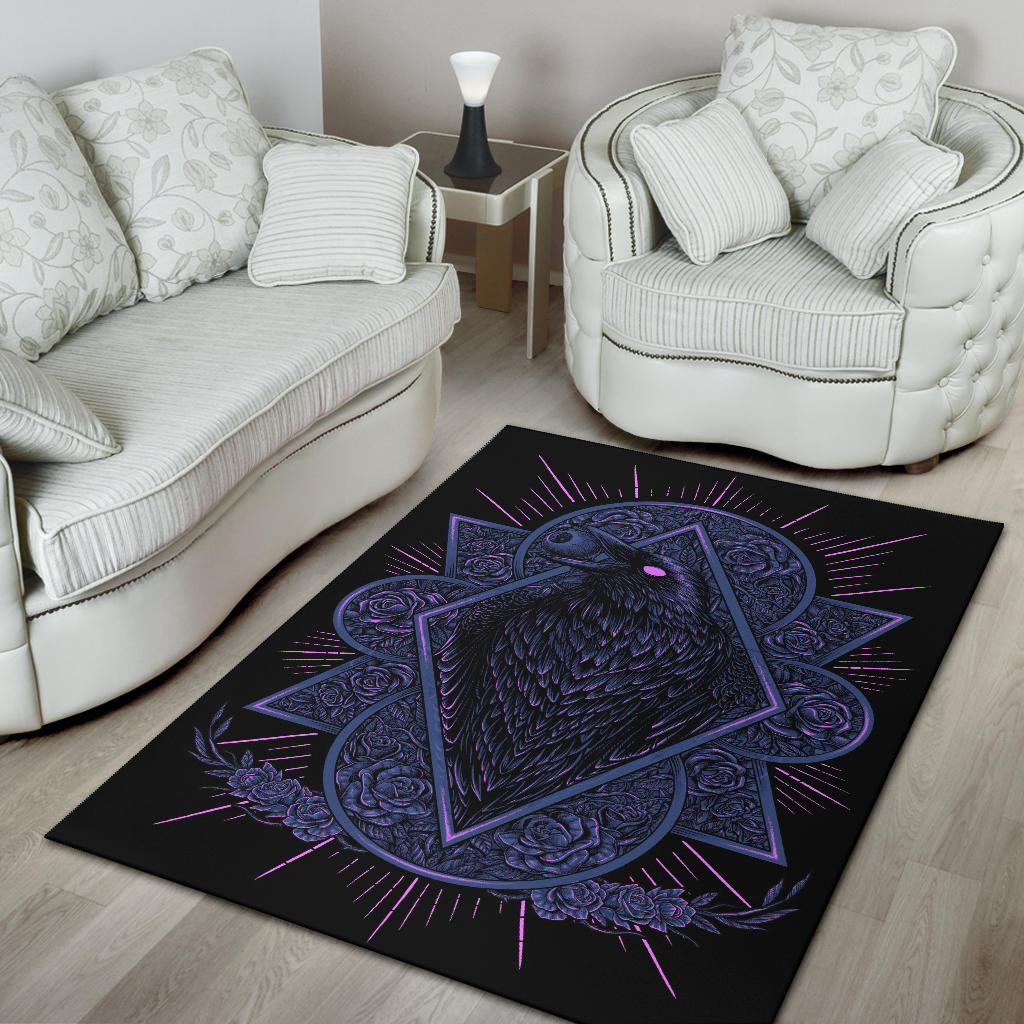 New! Goth Occult Crow Eye Part 2 Area Rug Blue Pink