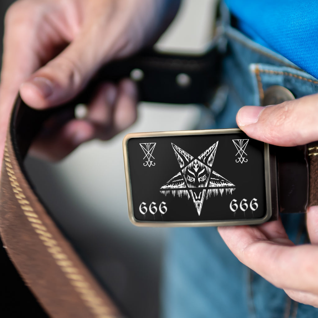 Satanic Melting Pentagram 666 Lucifer Belt Buckle
