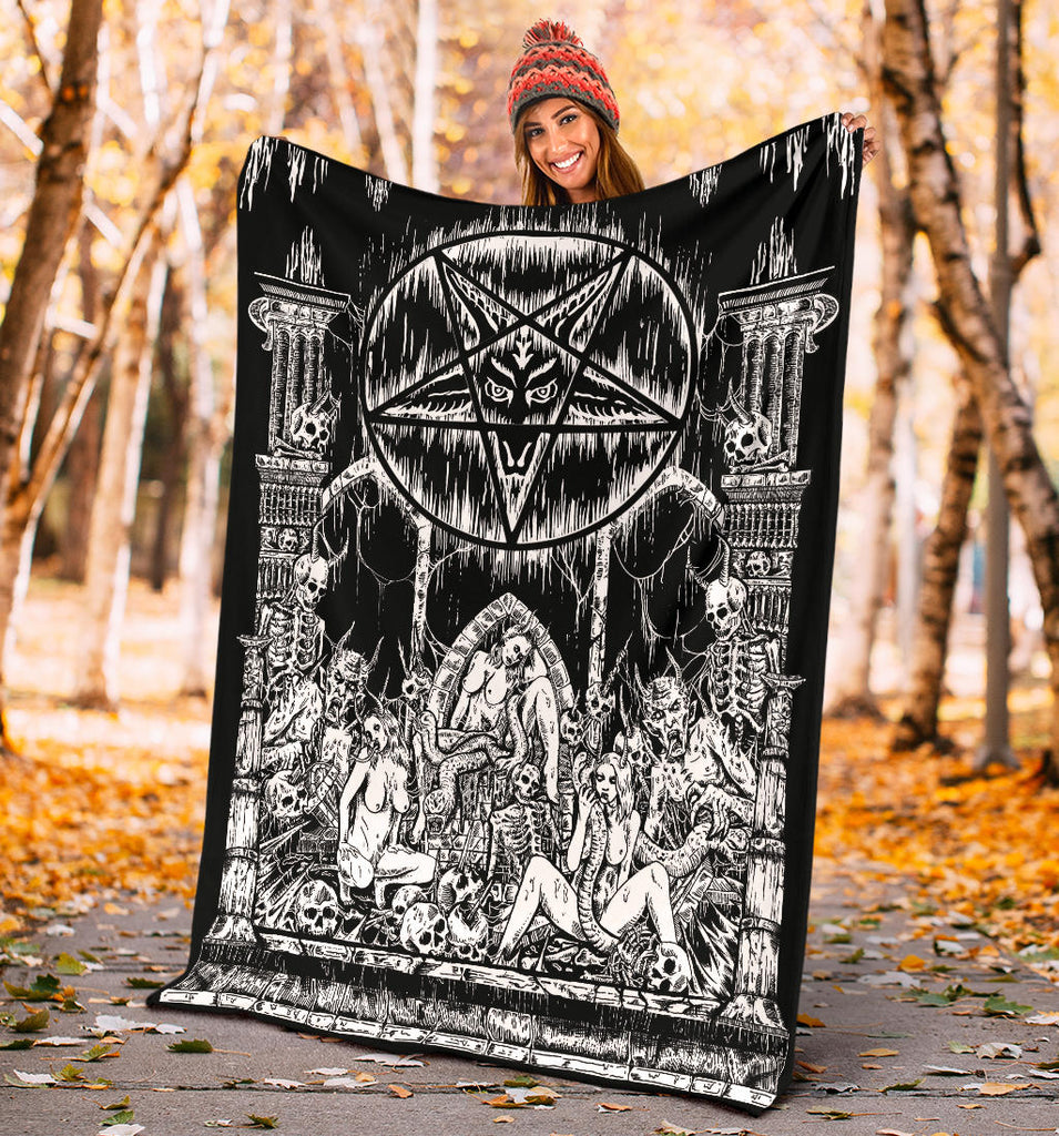 Skull Satanic Pentagram Demon Lust Shrine Blanket