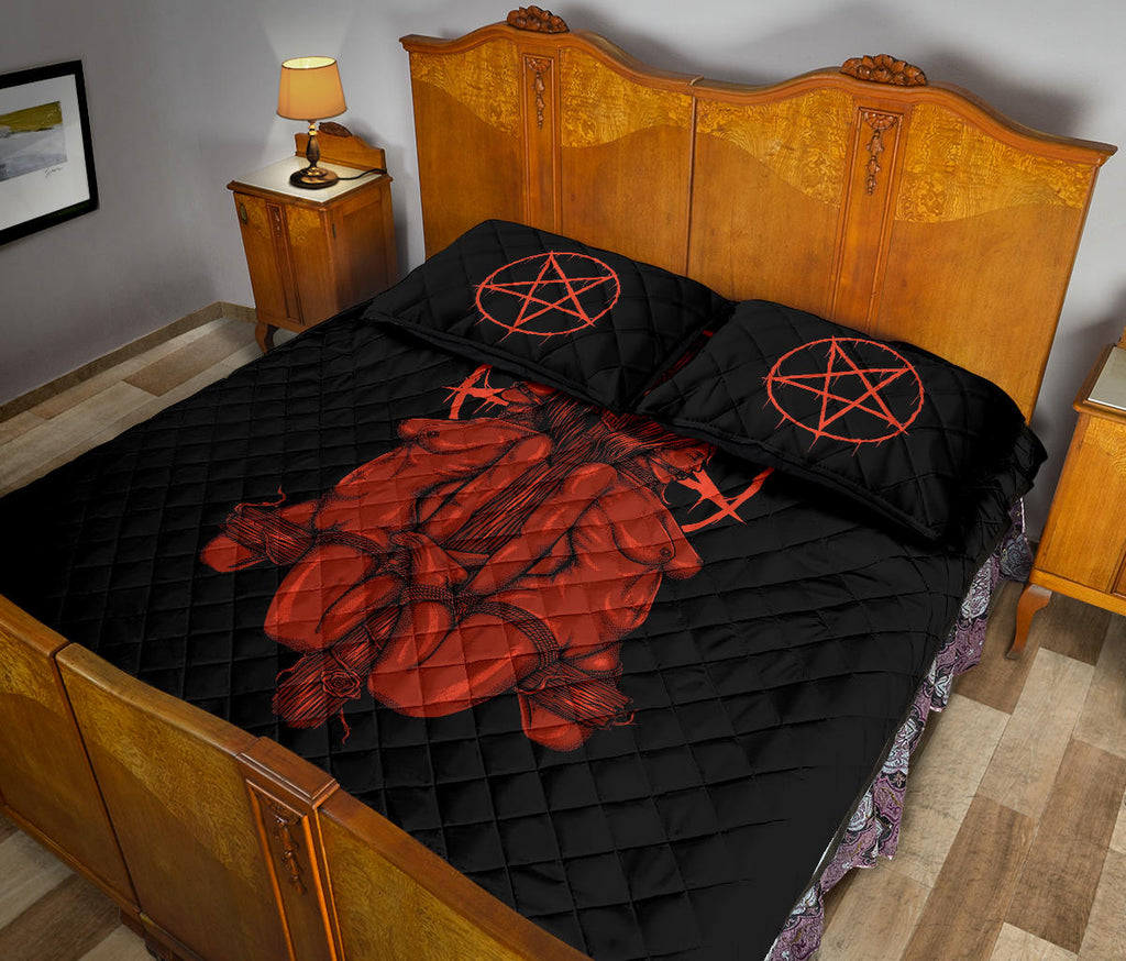 Satanic Pentagram Satanic Cross Been Caught Lying Quilt 3 Piece Set Color Version