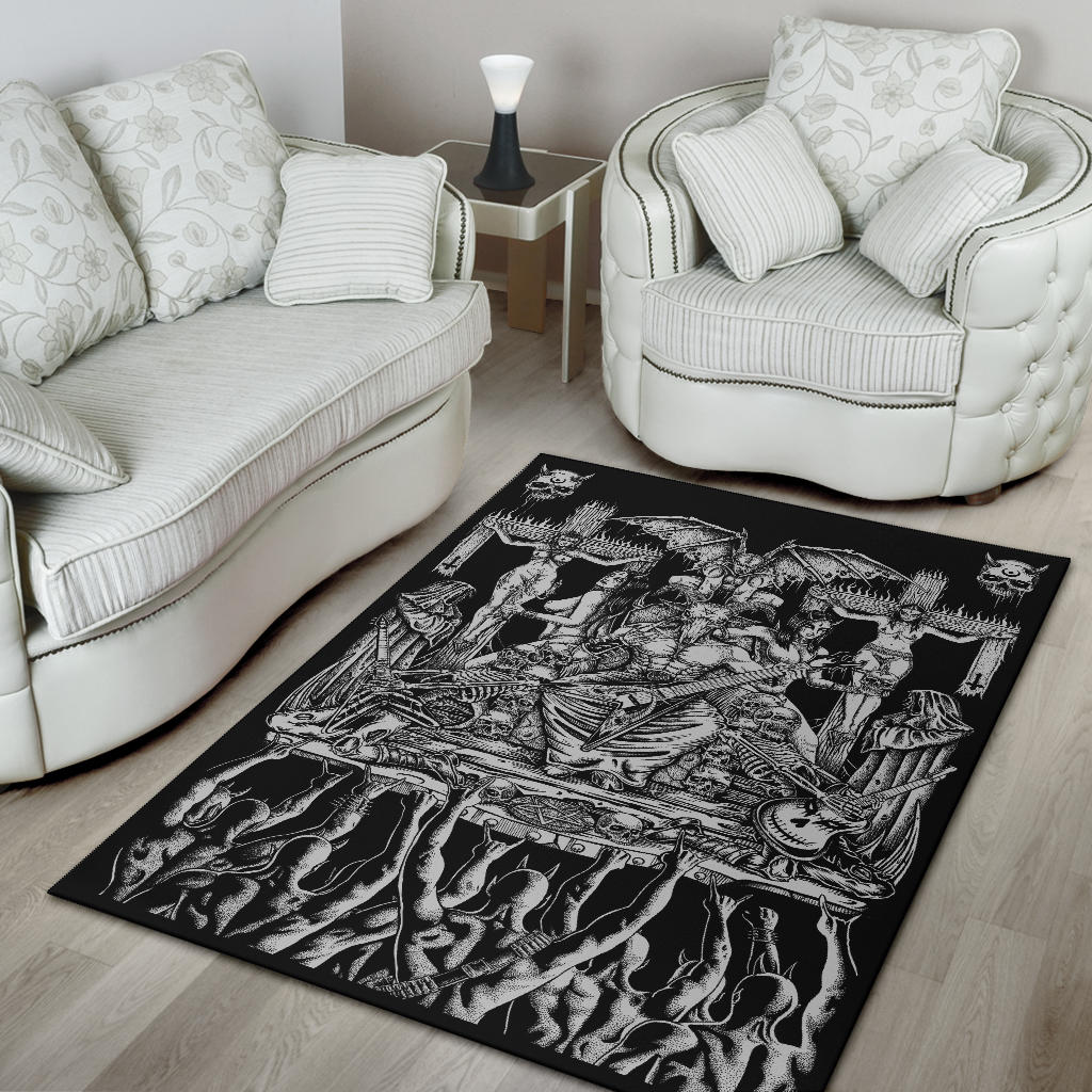 We Are Proud To Unleash The Only Real Ultimate Metalhead Area Rug In The World Black And White