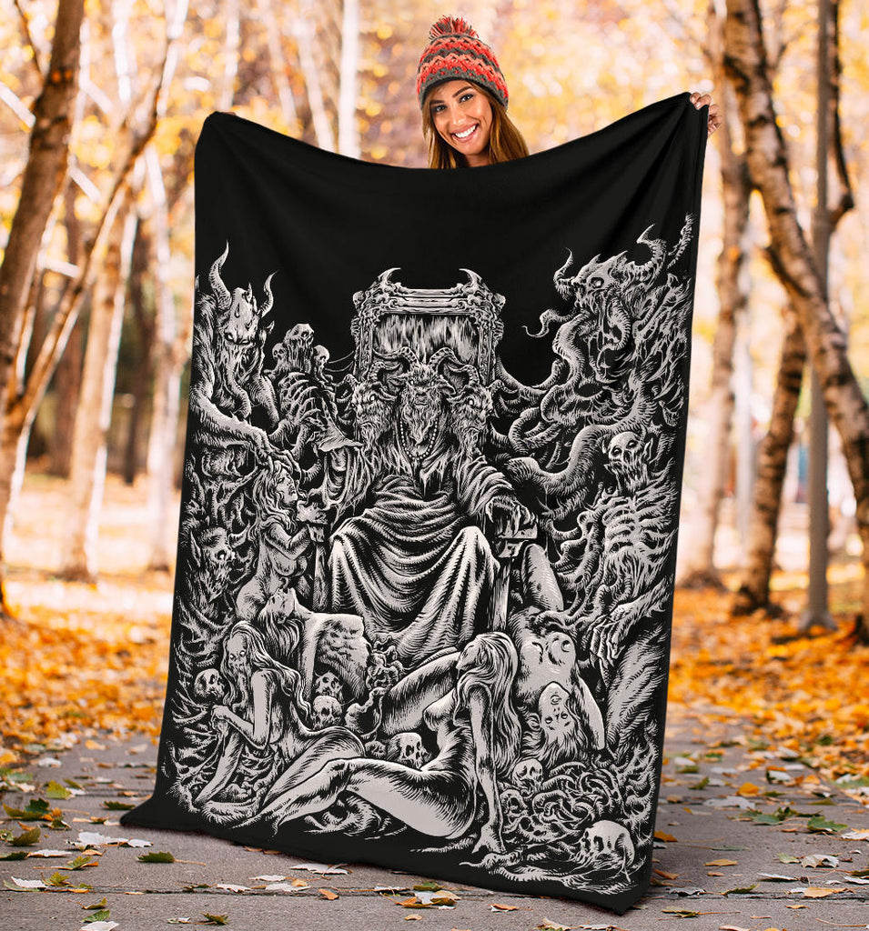 Skull Demon Baphomet Throne Blanket