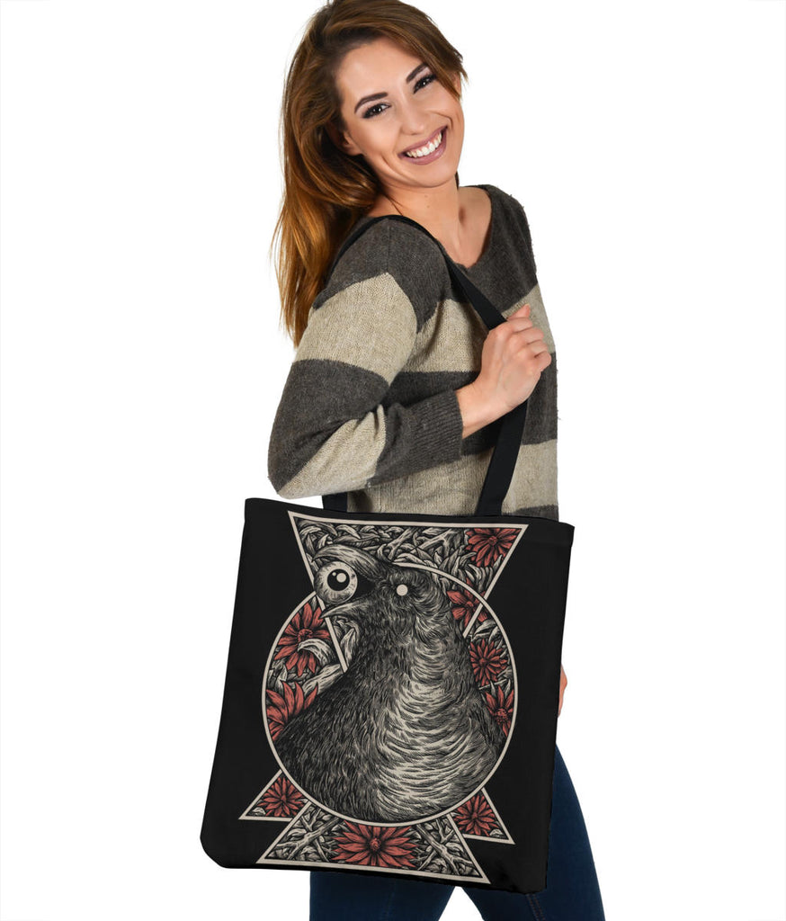 Gothic Crow Eye Large Tote Bag Color Version
